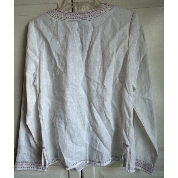 Grace Elements Linen Blouse Womens Medium Pink Silver Rhinestones‎ Tunic New - Picture 4 of 10